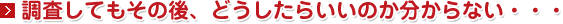 調査してもその後、どうしたらいいのか分からない・・・